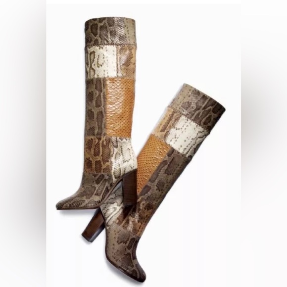 Coach Trudie PRT Python Olive Brown Snakeskin Knee High Boots Size 8.5 US - Picture 1 of 9